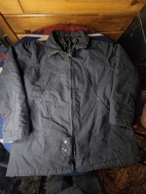 Tough Duck Jacket Mens 2XL Black Canvas Insulated Quilt Lined Full Zip WJ101